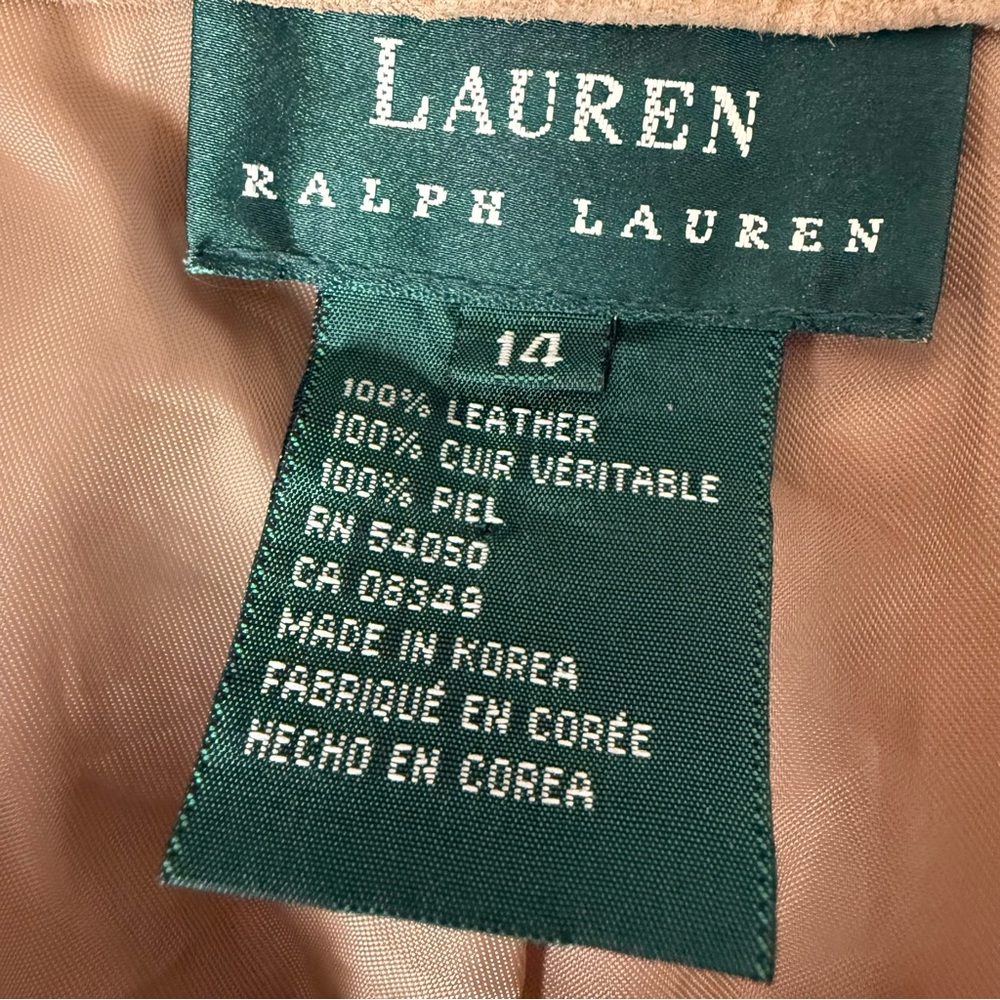 Vintage Lauren Ralph Lauren Suede Pants Womens 14 100% Leather Tan LRL Western - Picture 5 of 10